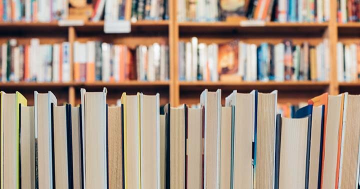 A row of books that may have silverfish, a kind of home pest